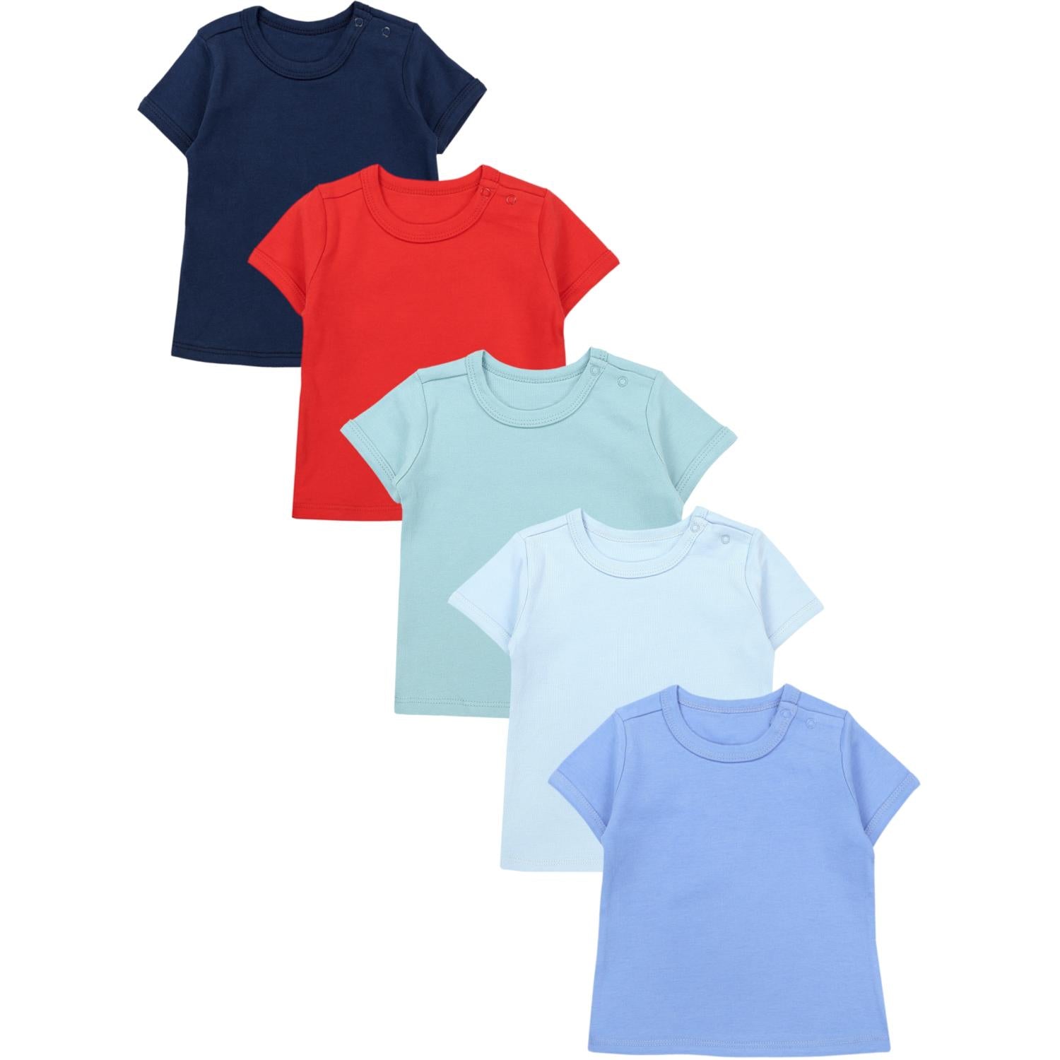 Kurzarm-Shirt mit Aufdruck - 5er Set