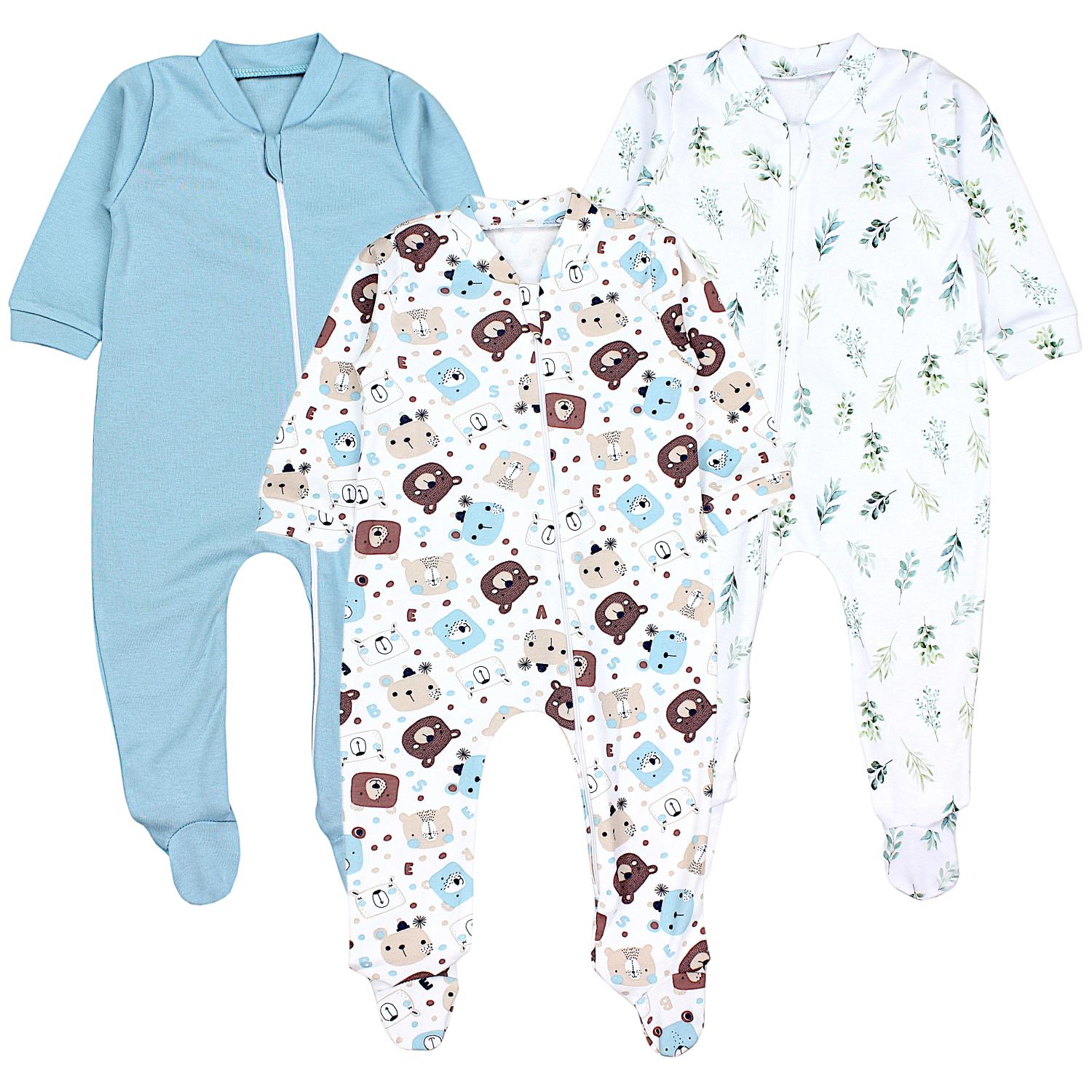 Baby Schlafstrampler Schlafanzug mit Fuß - 3er Set