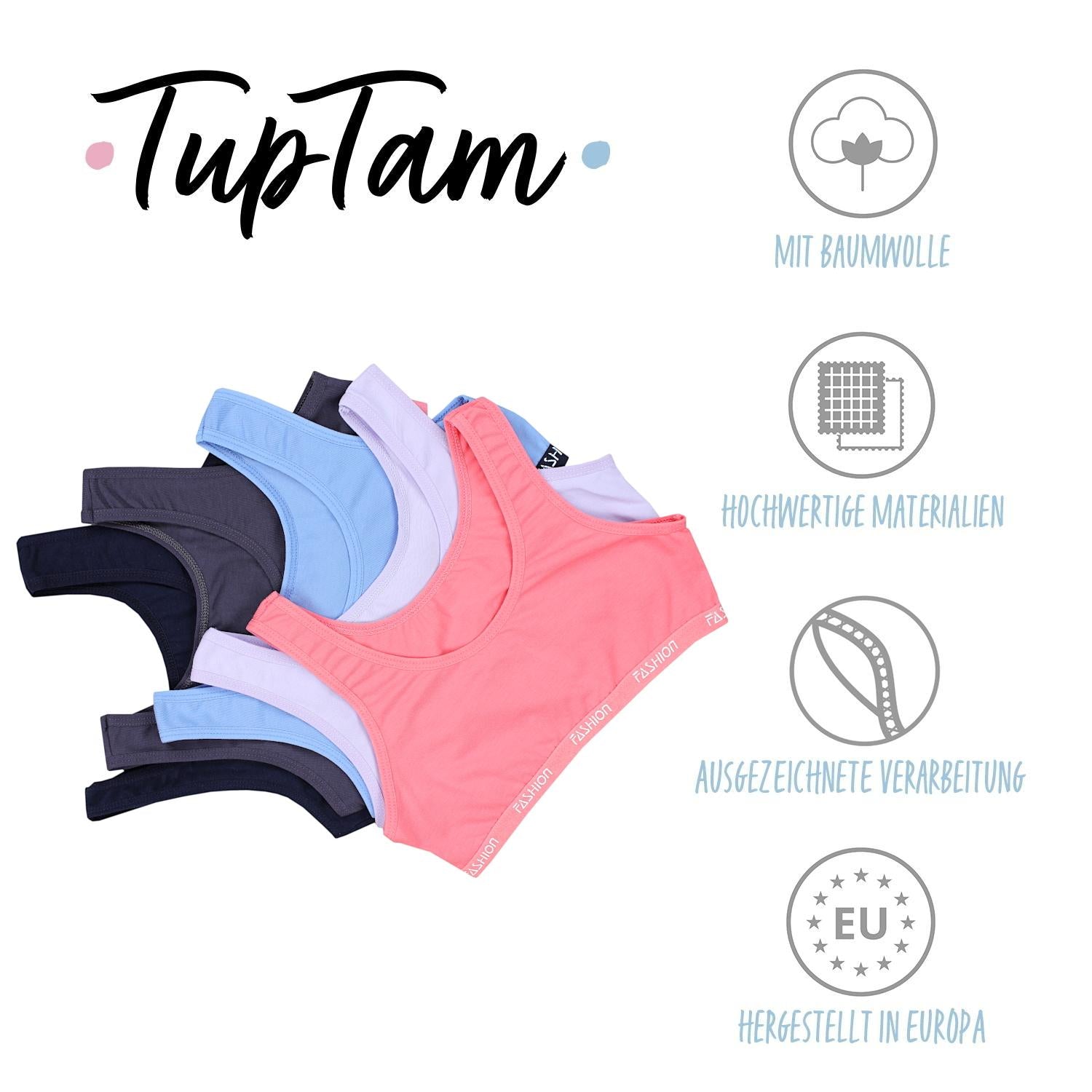 Mädchen Bustier breite Träger- 5er Set