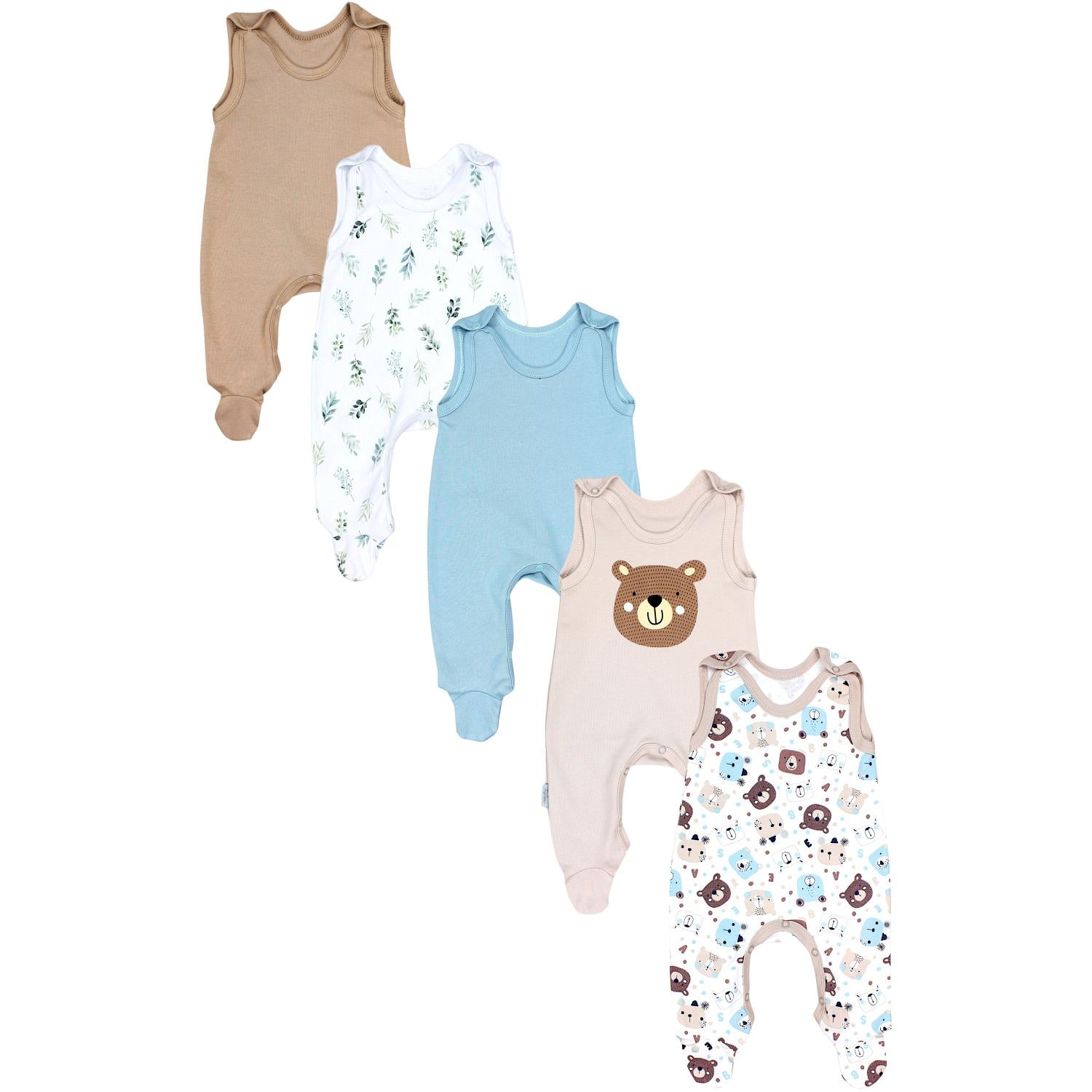 Strampler mit Aufdruck- 5er Pack