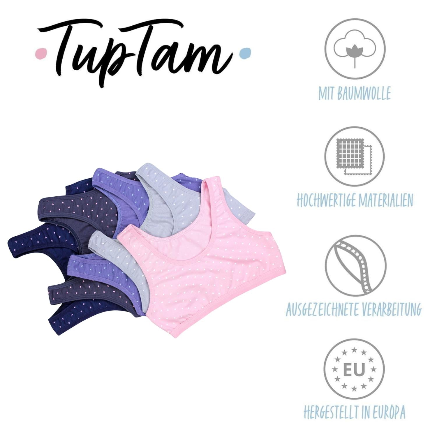 Mädchen Bustier breite Träger- 5er Set