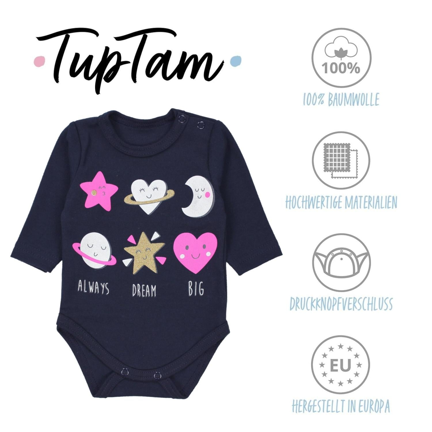 Langarm- Body mit Aufdruck - 5er Set