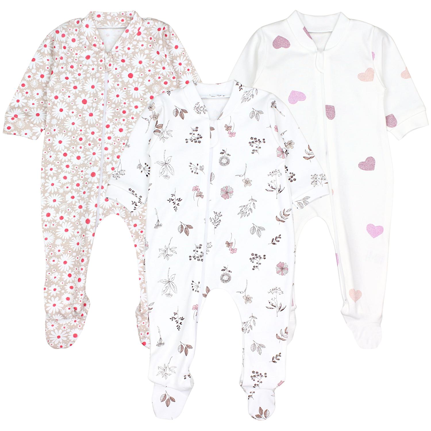 Schlafstrampler mit Fuß - 3er Set
