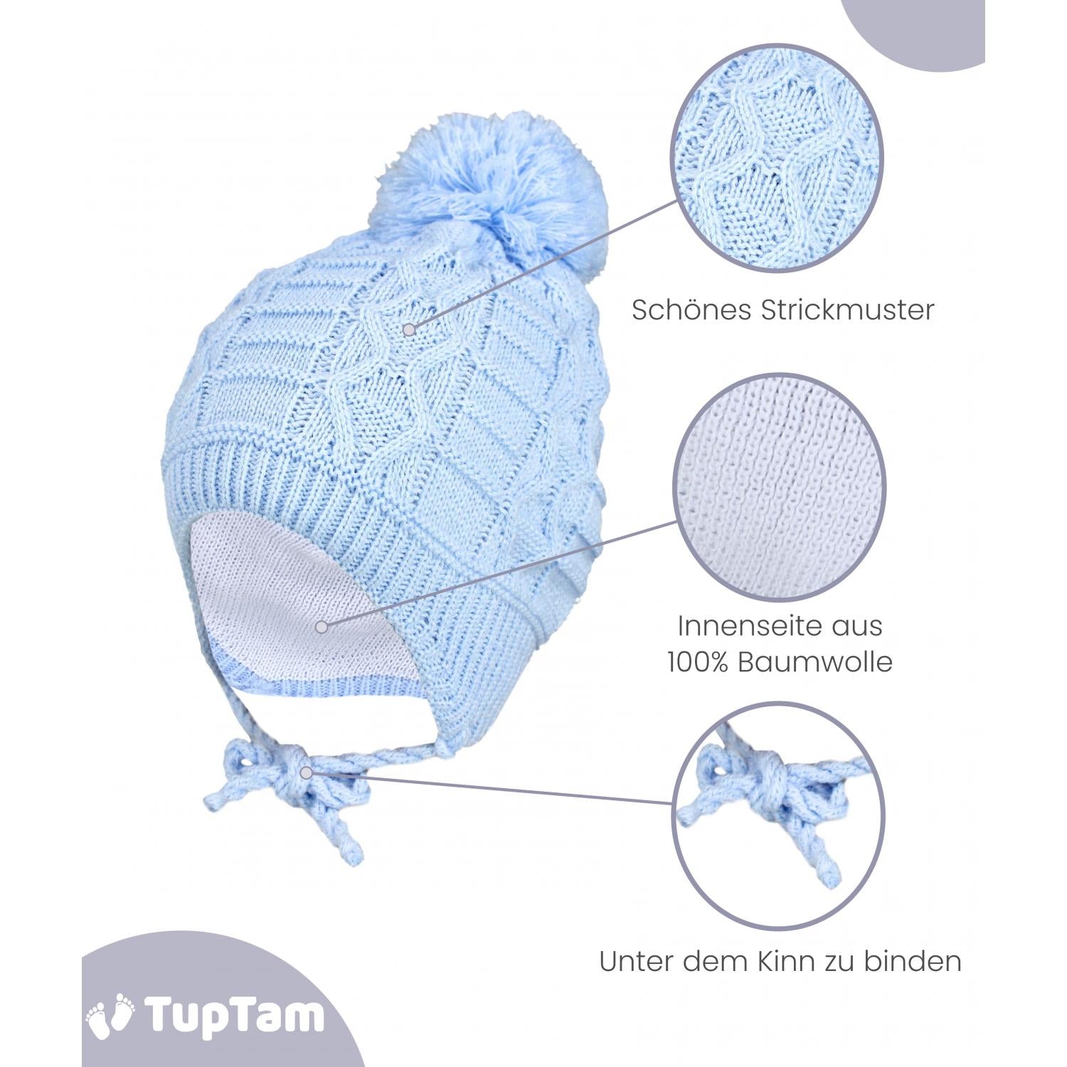 Baby Winter Strickmütze zum Binden