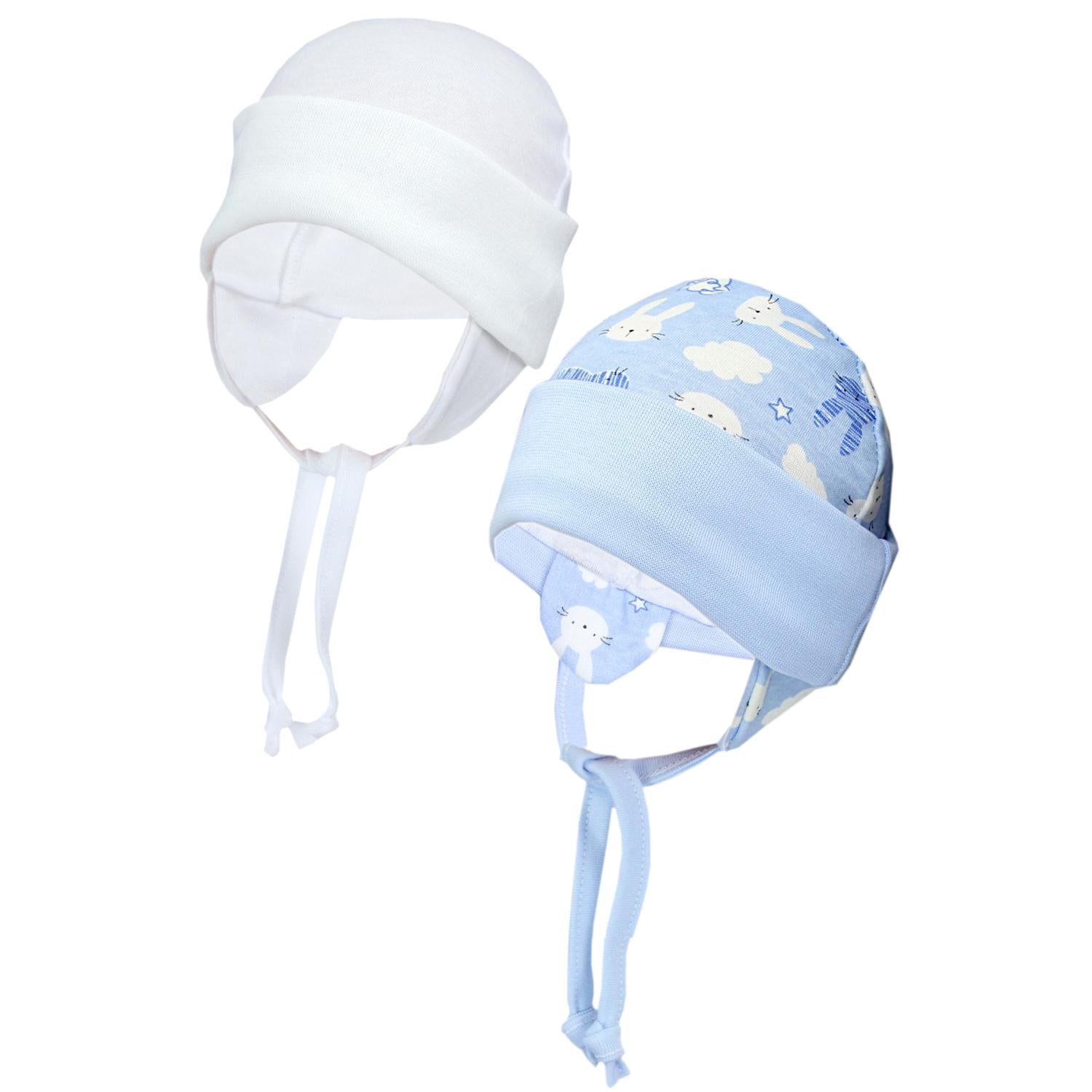 Erstlingsmütze mit Ohrenklappen - 2er Pack