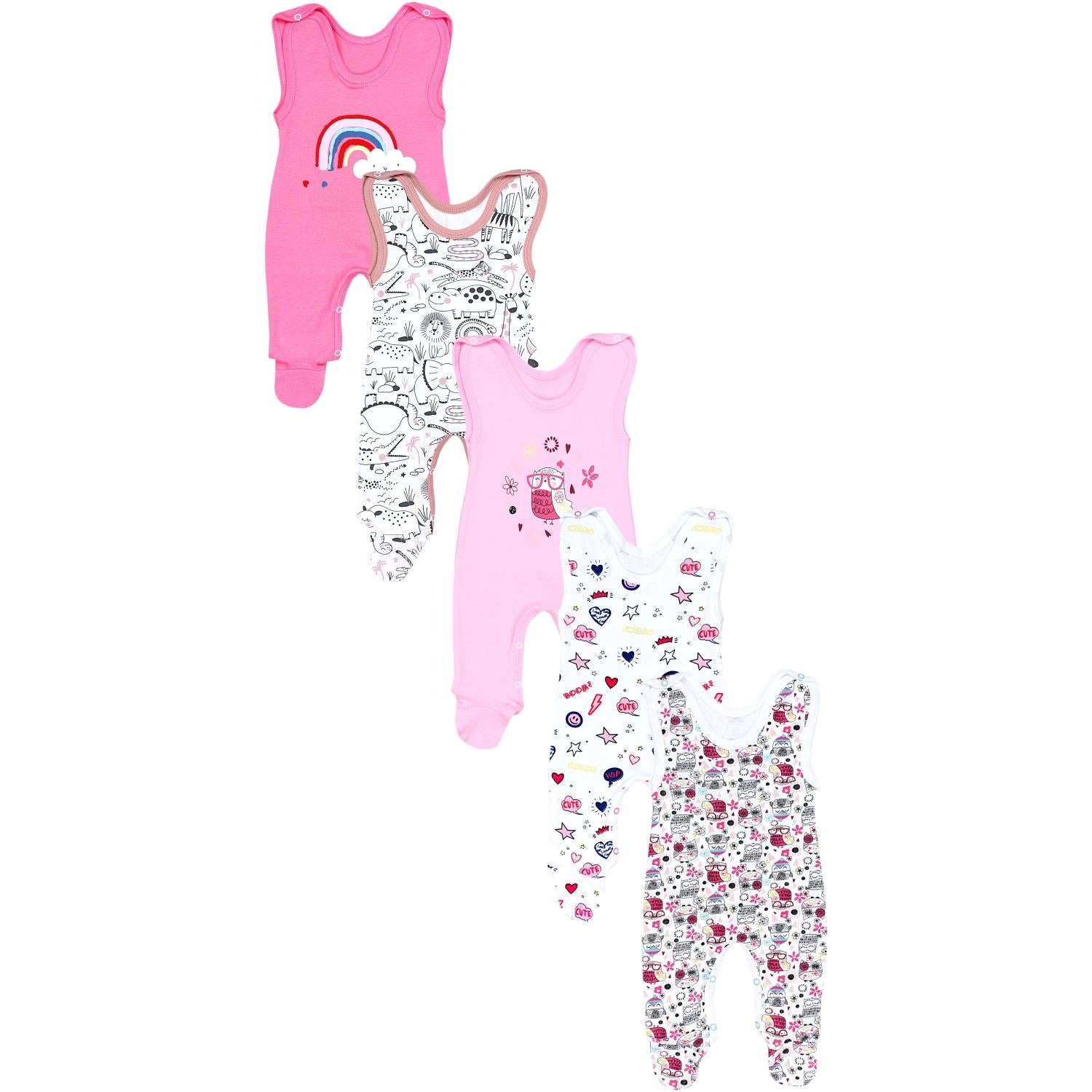 Strampler mit Aufdruck- 5er Pack