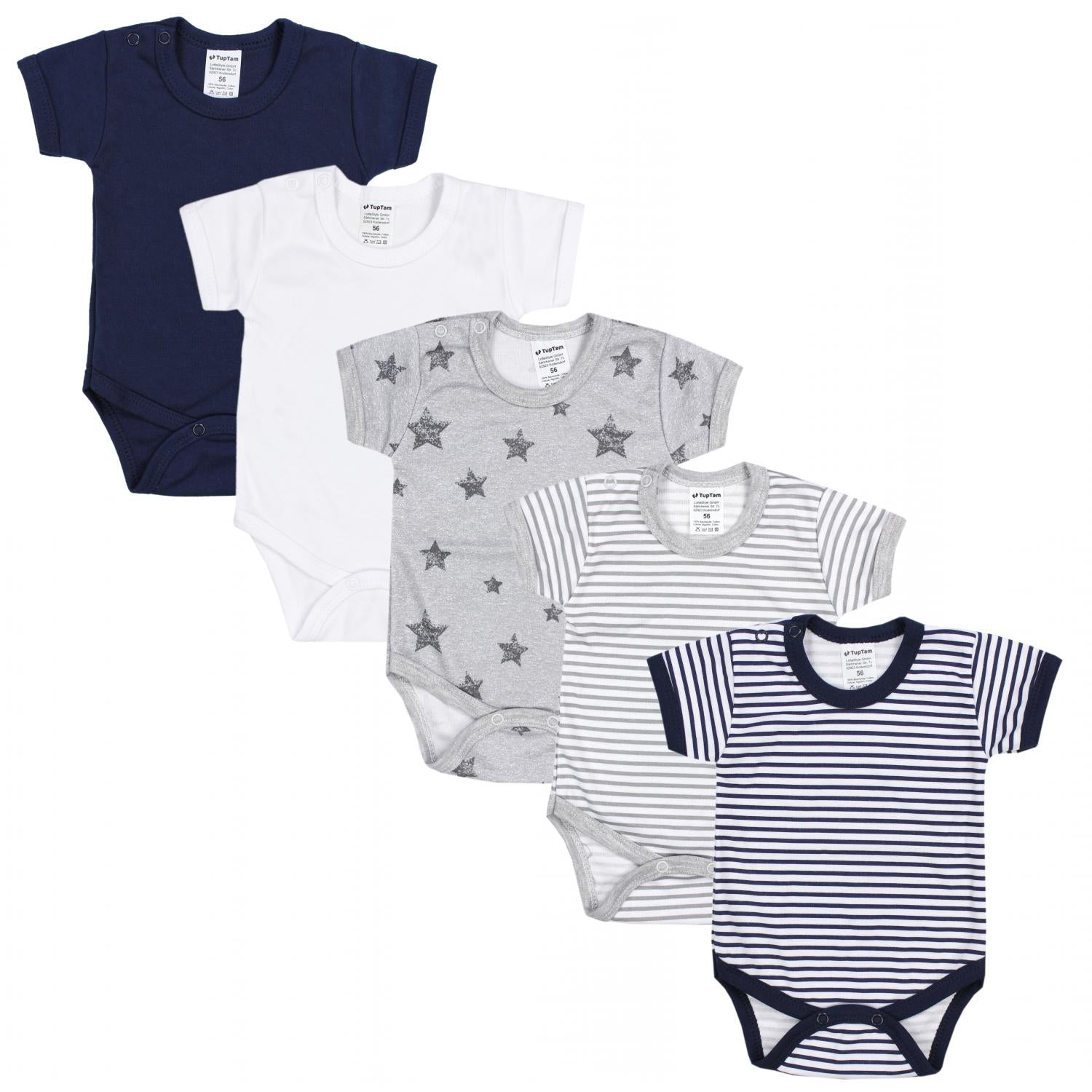 Baby Body Kurzarm Unifarben - 5er Set