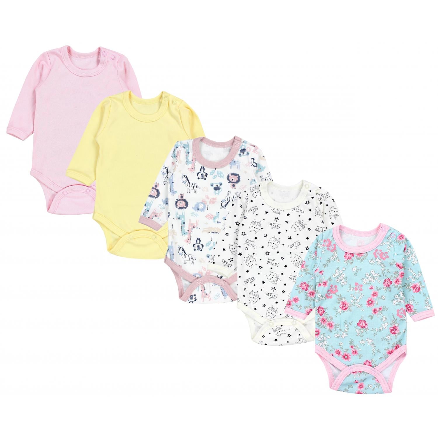 Baby Body Langarm Unifarben - 5er Set