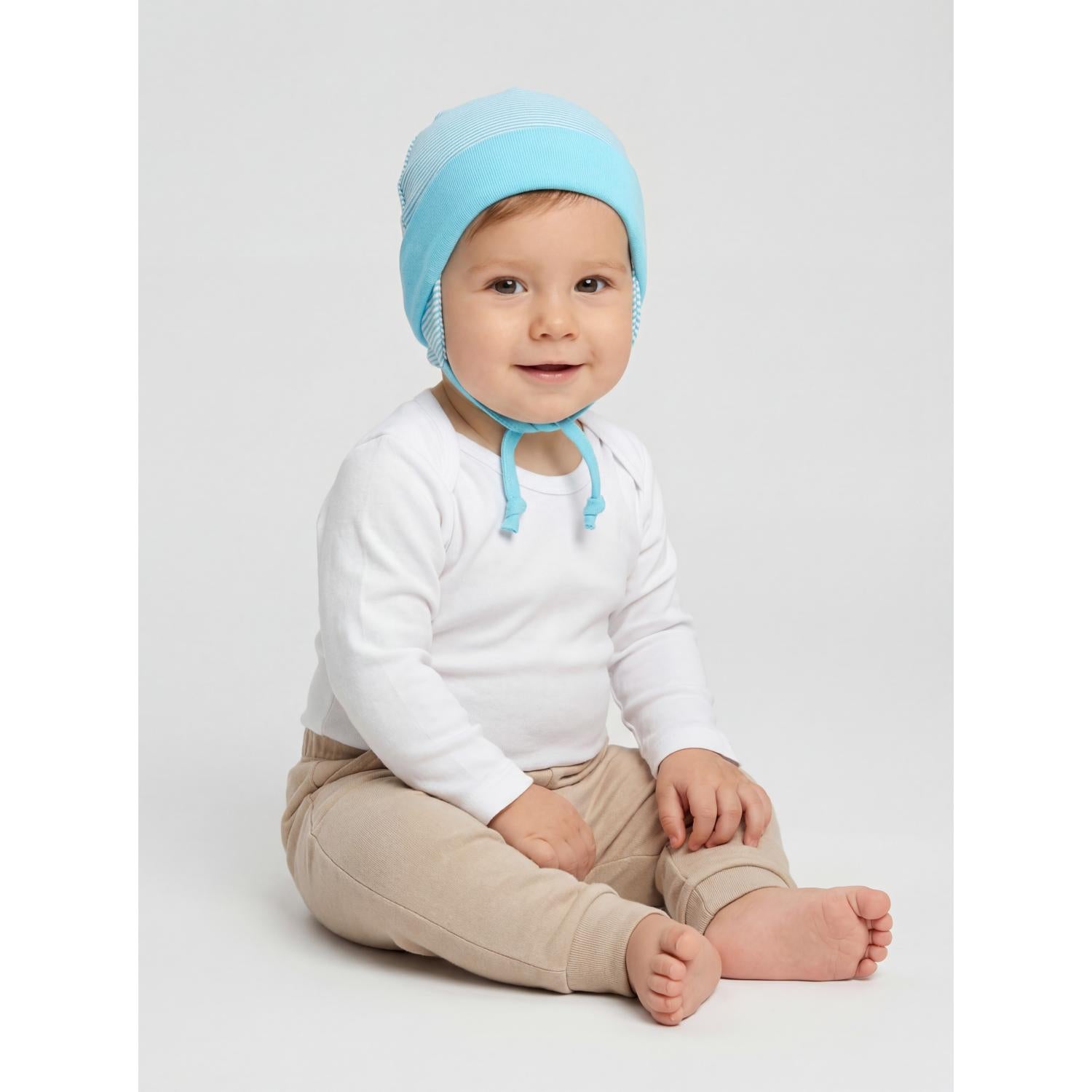 Erstlingsmütze mit Ohrenklappen - 2er Pack