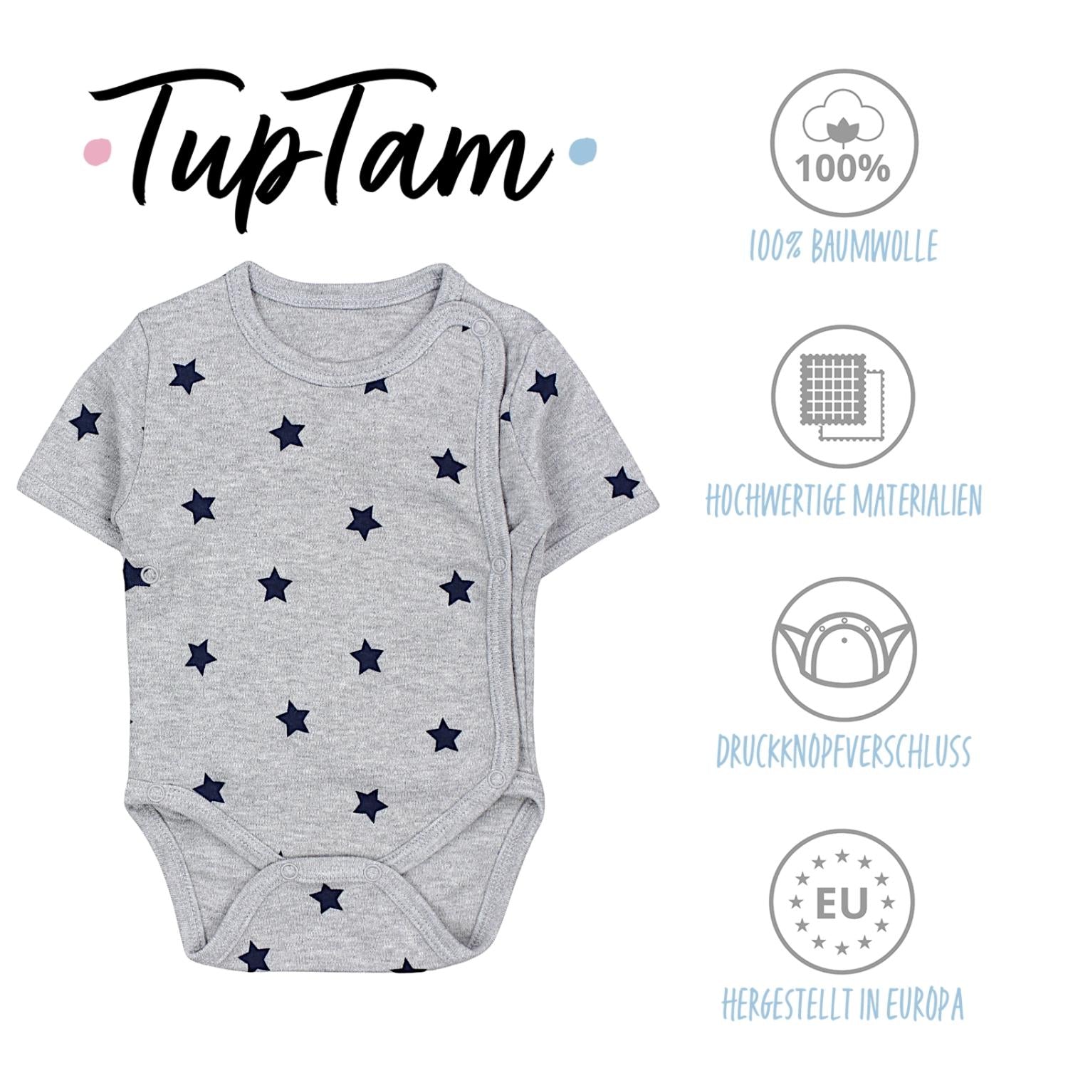 Baby Kurzarm Wickelbody mit Aufdruck - 5er Set