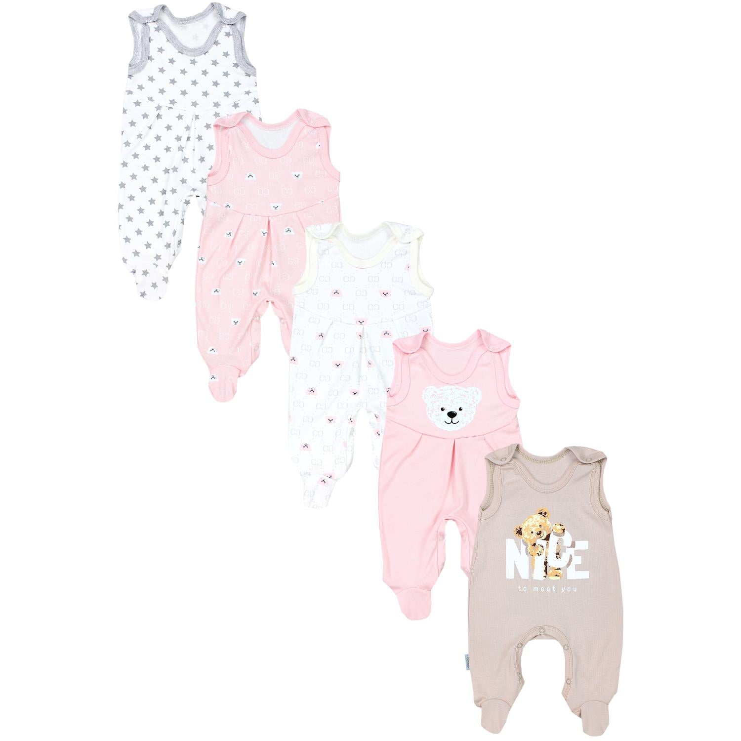 Strampler mit Aufdruck- 5er Pack