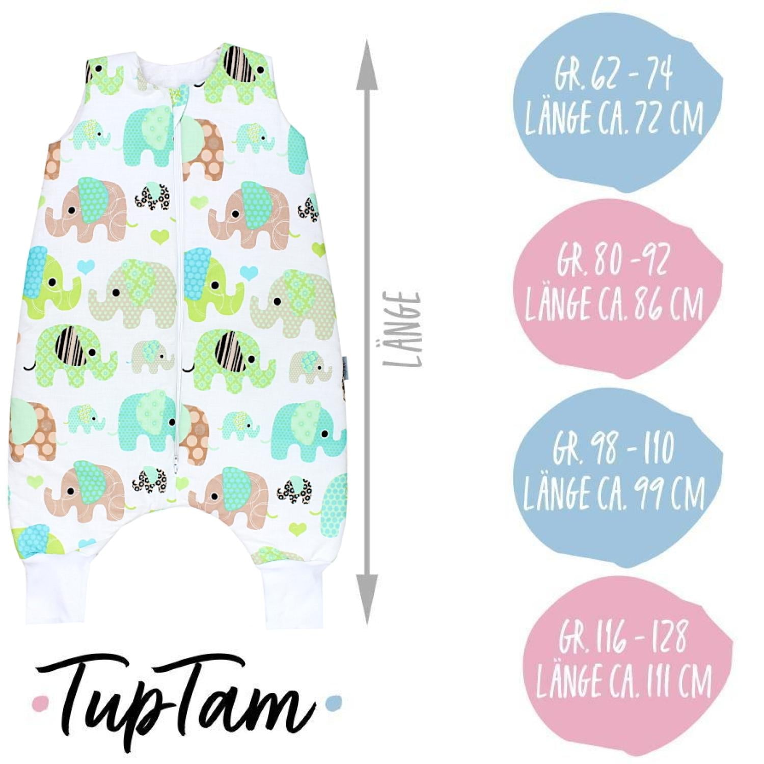 TupTam Baby Winterschlafsack mit Beinen OEKO- TEX zertifizierte Materialien 2.5 TOG Unisex