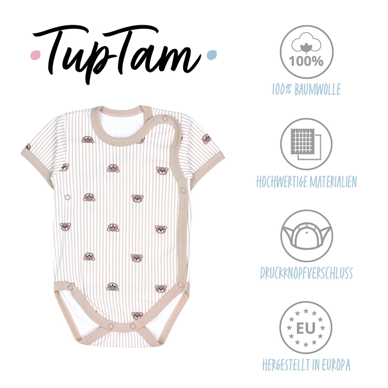 Baby Kurzarm Wickelbody mit Aufdruck - 5er Set