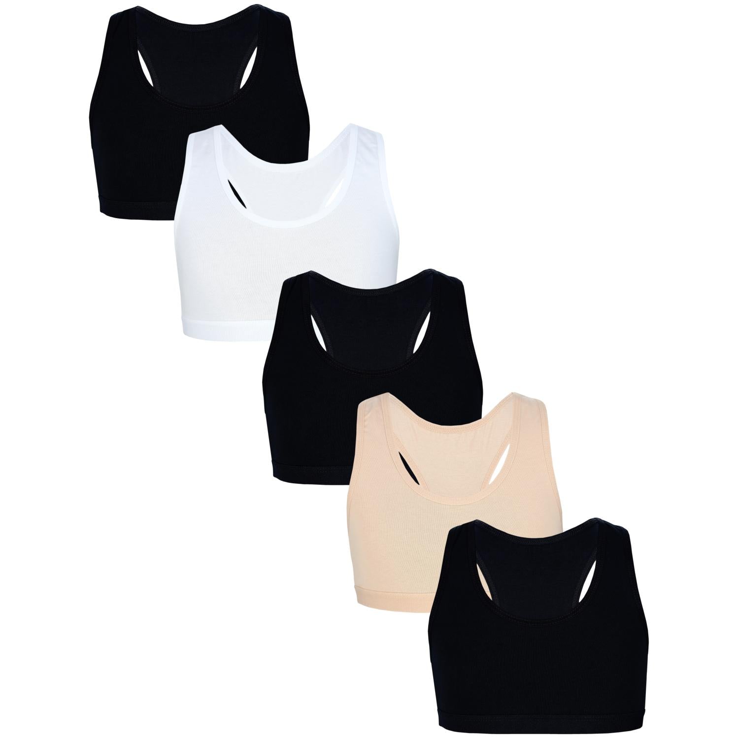 Mädchen Bustier mit breiten Trägern & Racerback (5er Pack)