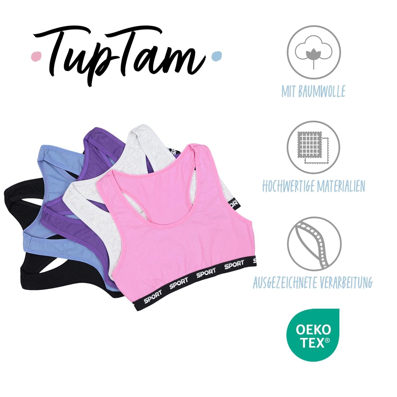 Mädchen Bustier mit breiten Trägern & Racerback (5er Pack)