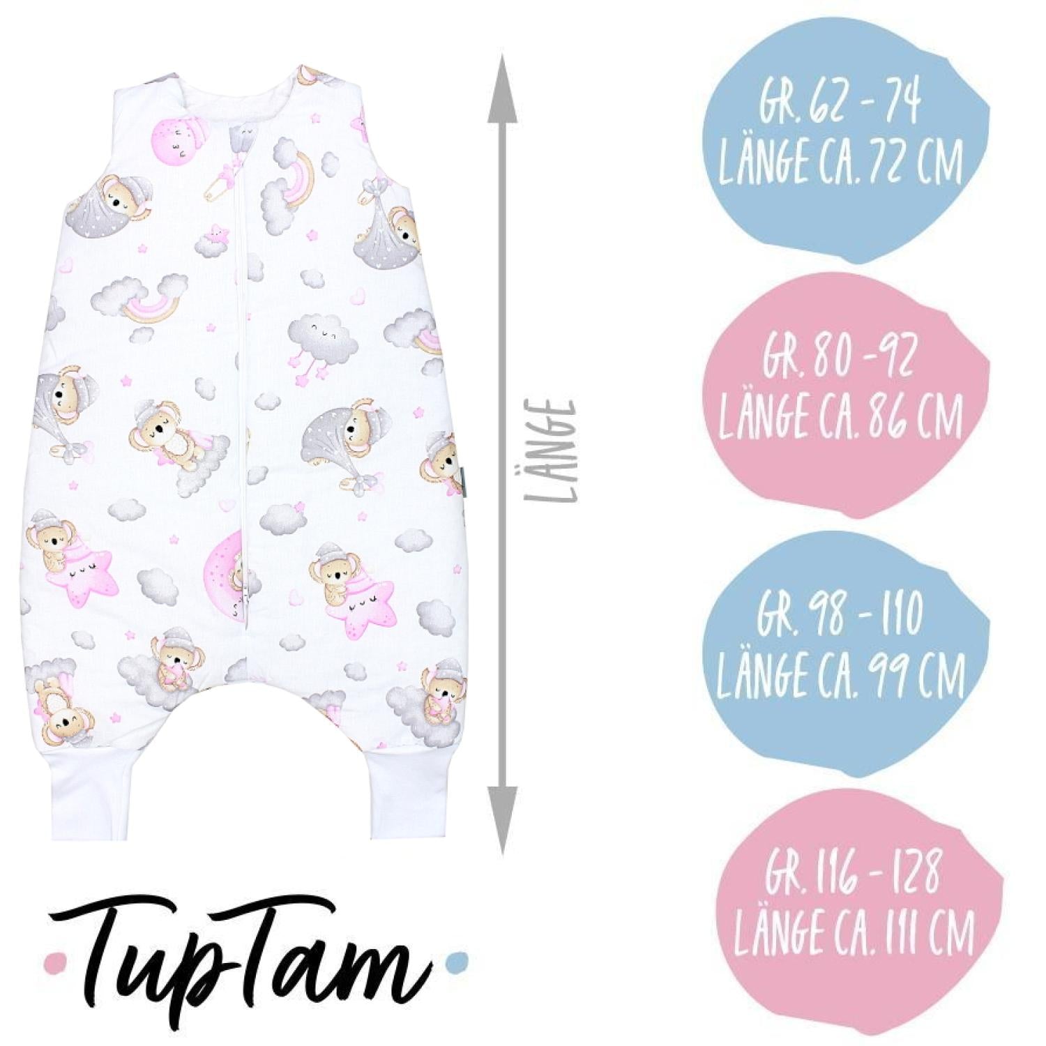 TupTam Baby Winterschlafsack mit Beinen OEKO- TEX zertifizierte Materialien 2.5 TOG Unisex