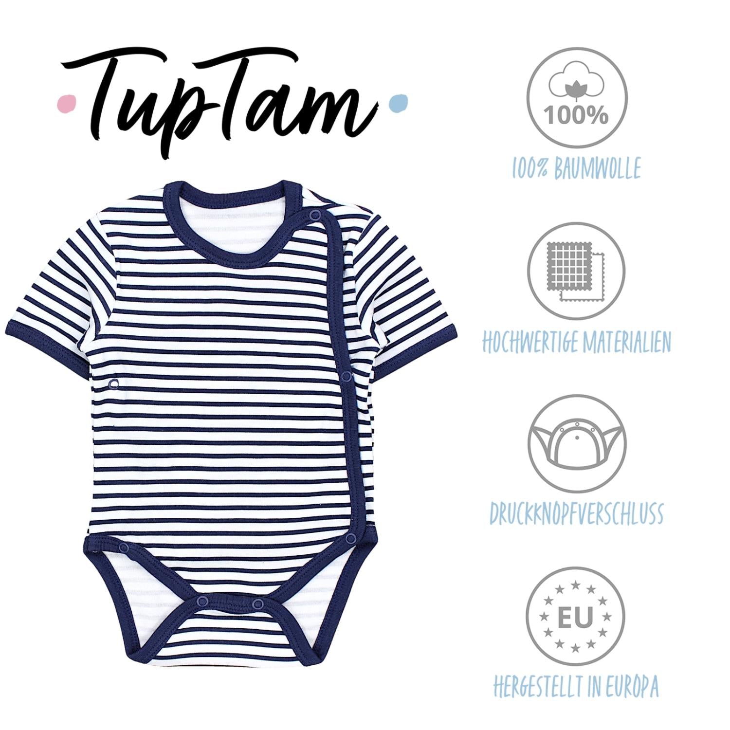 Baby Kurzarm Wickelbody mit Aufdruck - 5er Set