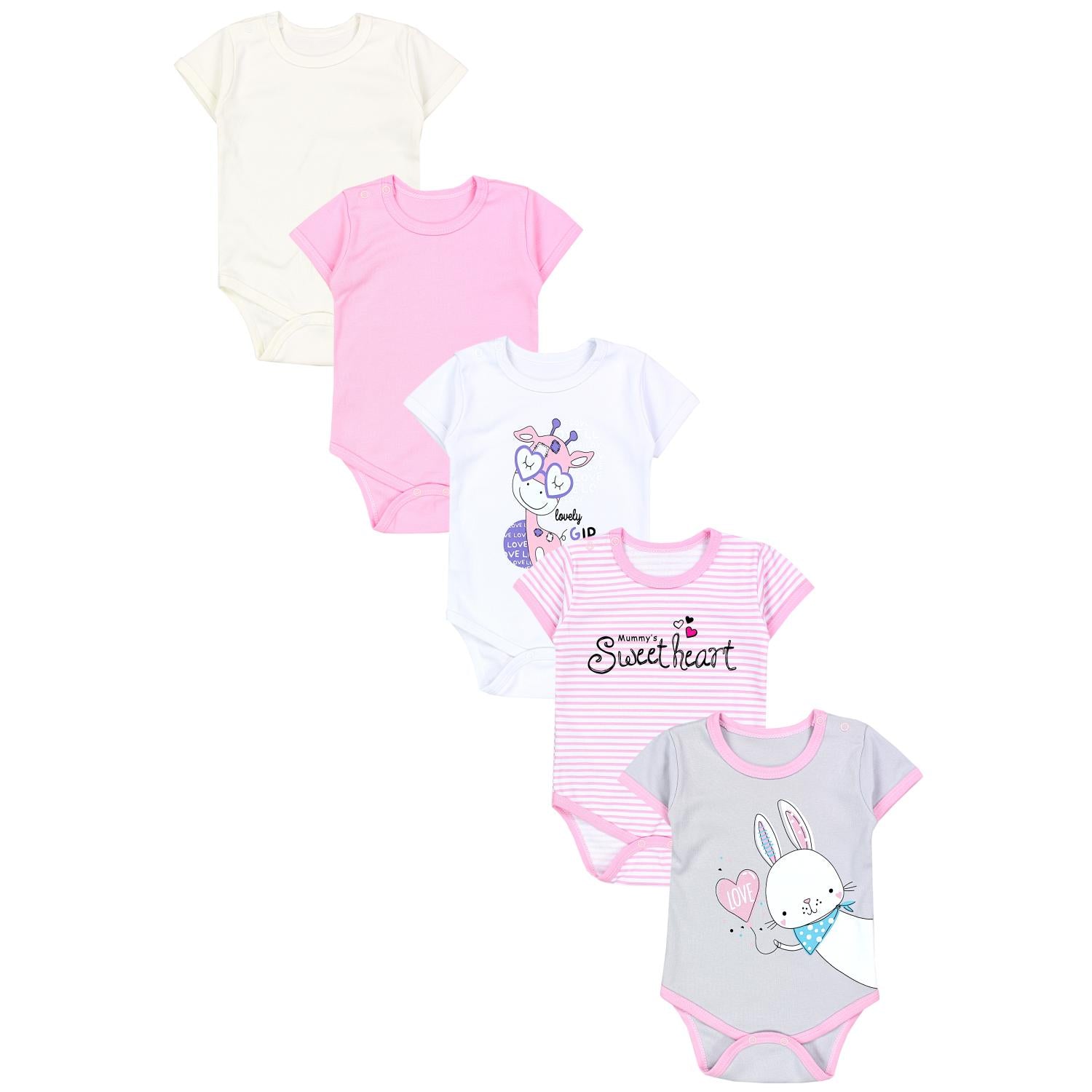 Baby Body Kurzarm in Unifarben - 5er Set