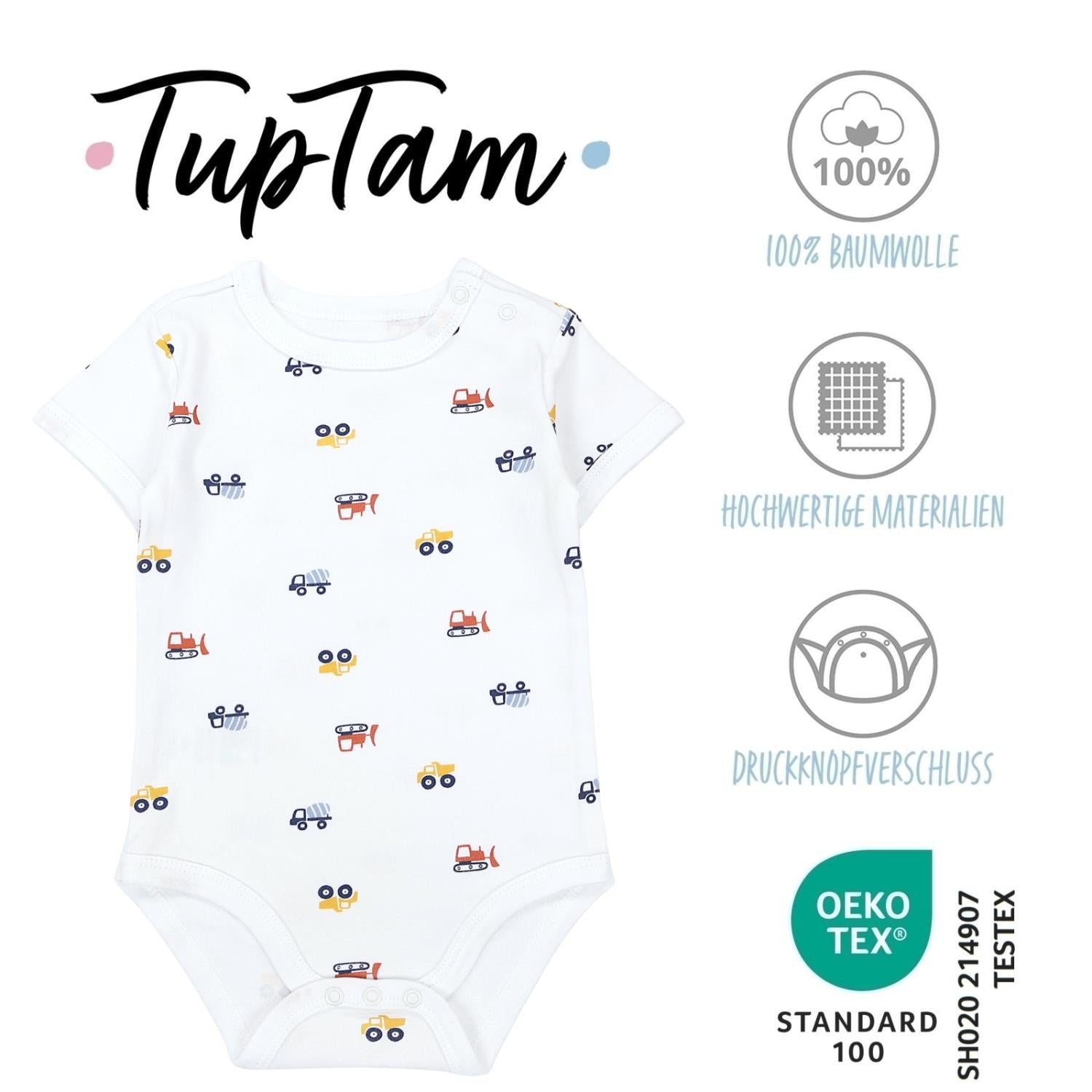 Kurzarm- Body mit Aufdruck -5er Set