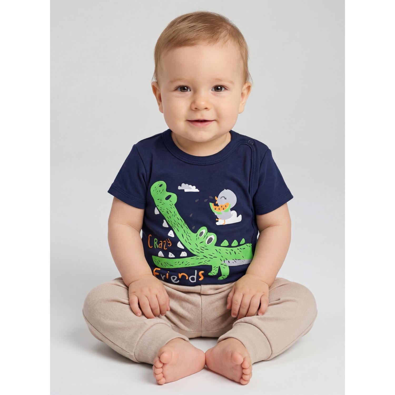 Baby Kurzarm Wickelbody mit Aufdruck - 5er Set