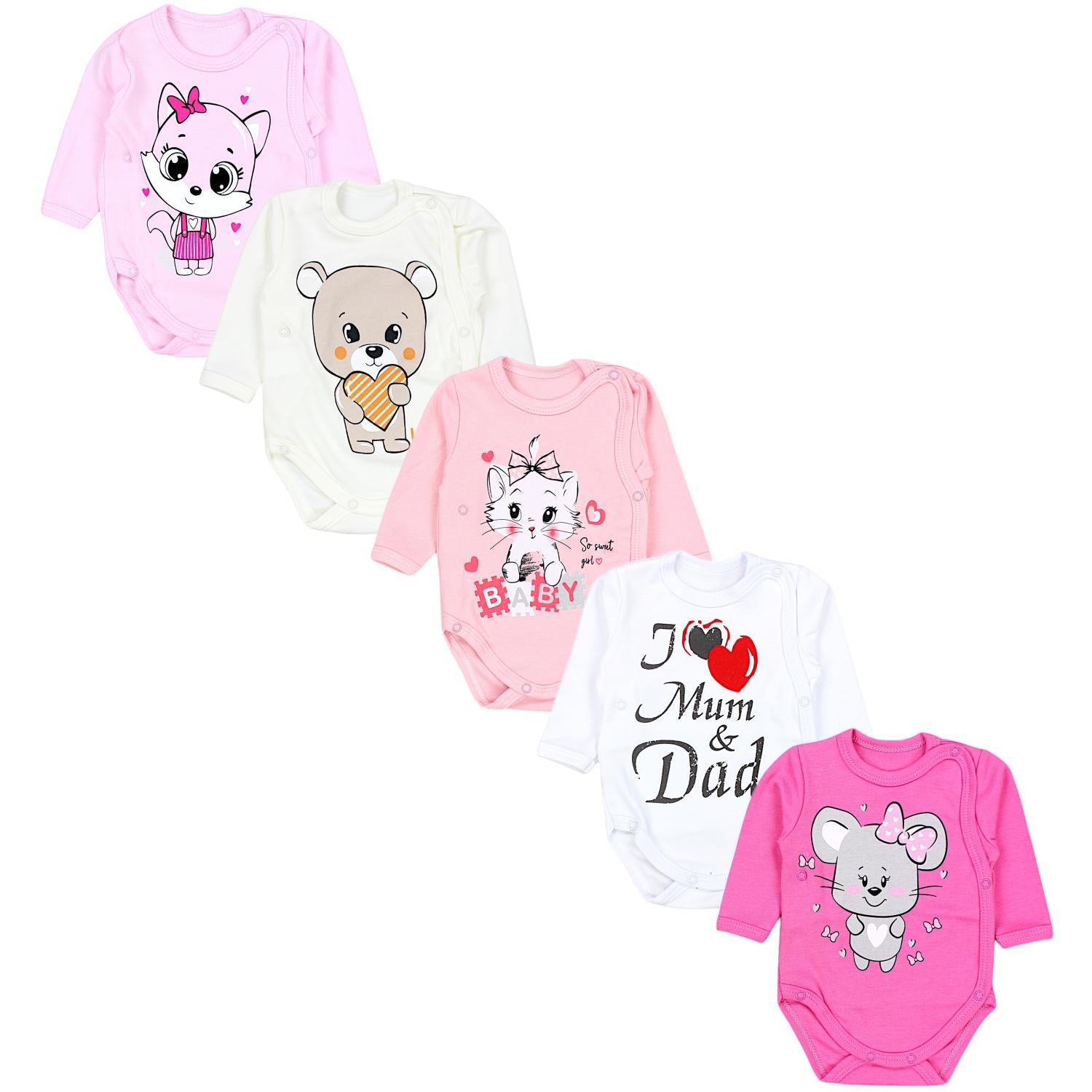 Langarm Wickelbody - 5er Set