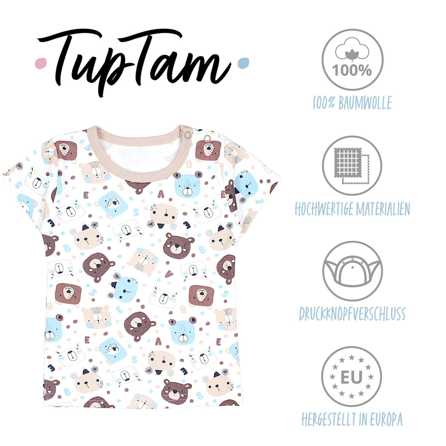 Kurzarm-Shirt mit Aufdruck - 5er Set