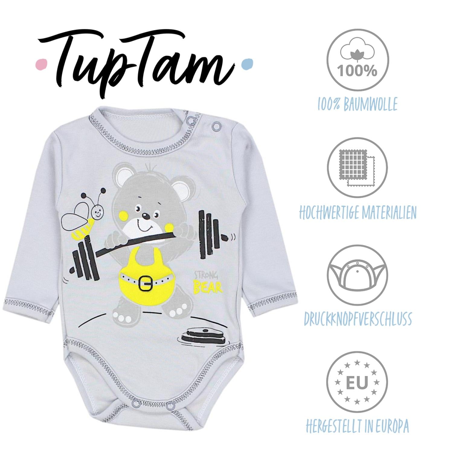 Langarm-Body mit Aufdruck - 5er Set