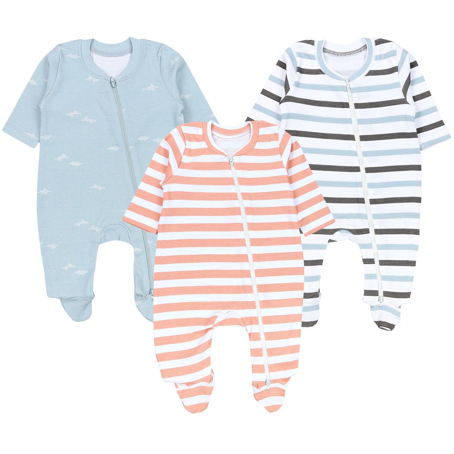 Schlafstrampler mit Fuß - 3er Set