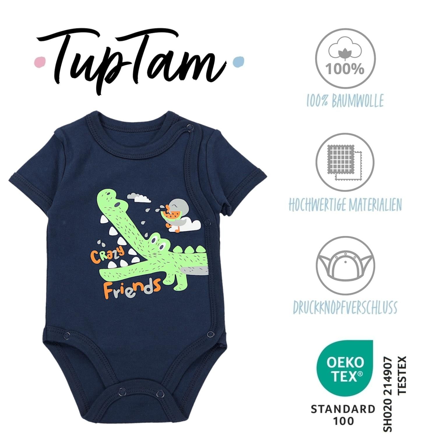 Baby Kurzarm Wickelbody mit Aufdruck - 5er Set
