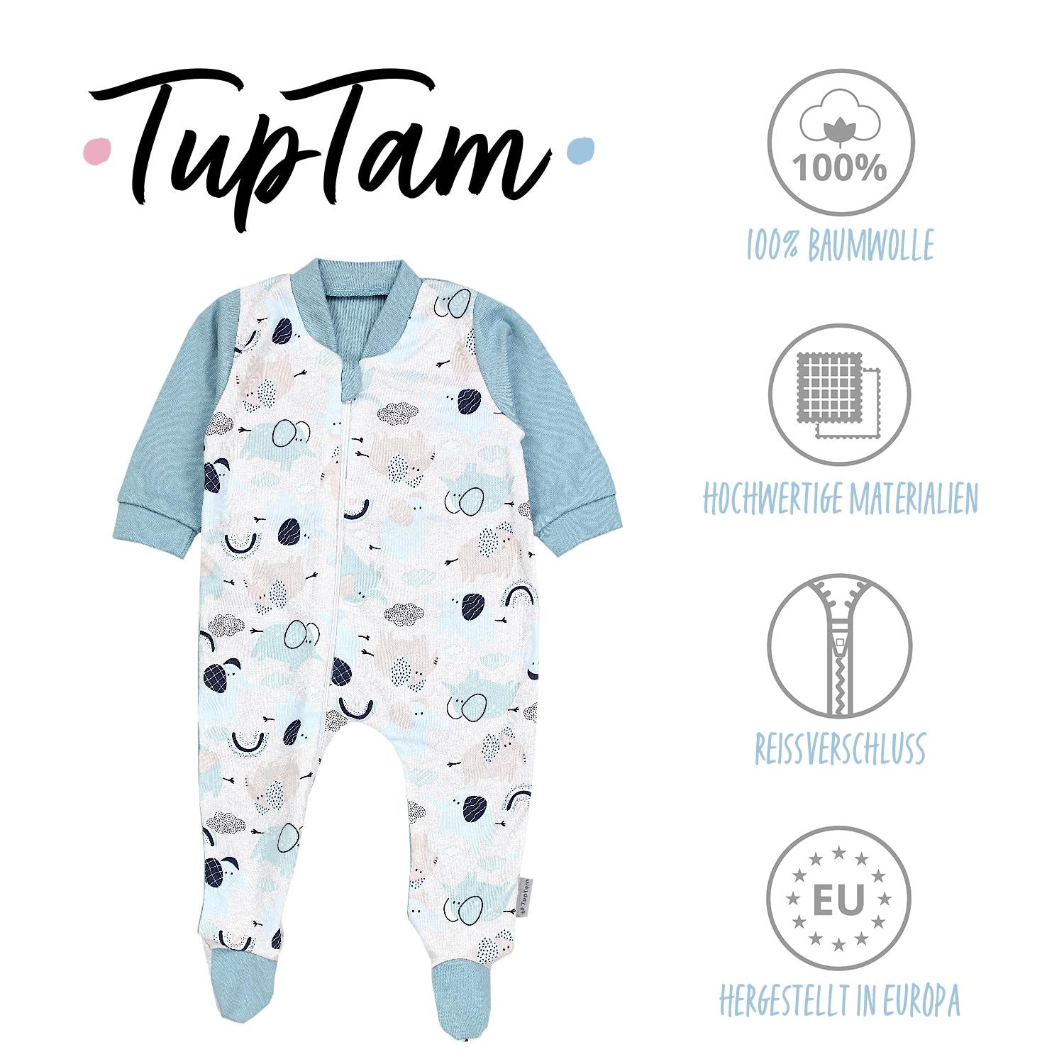 Baby Schlafstrampler Schlafanzug mit Fuß - 3er Set