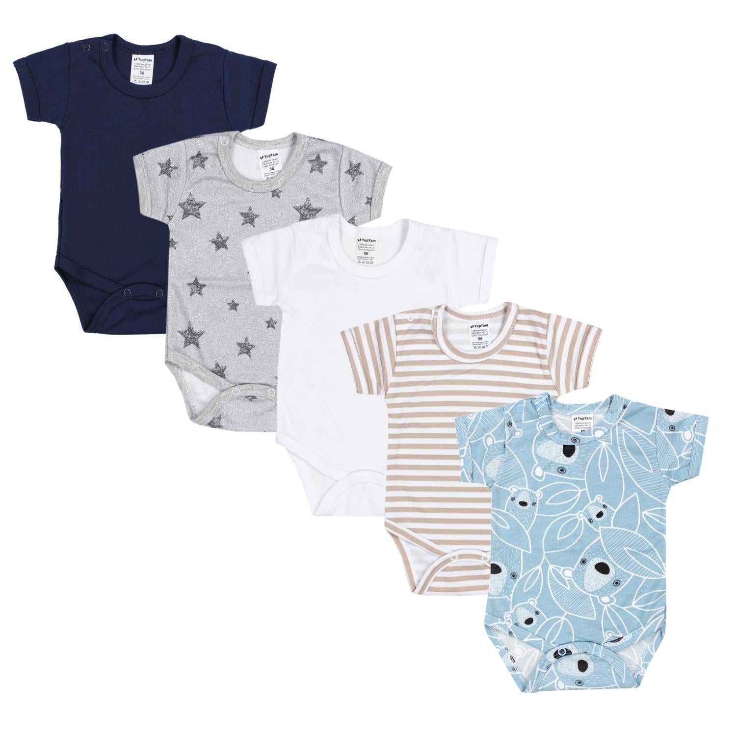 Baby Body Kurzarm Unifarben - 5er Set