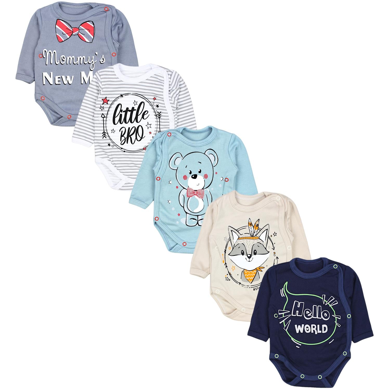 Langarm Wickelbody - 5er Set