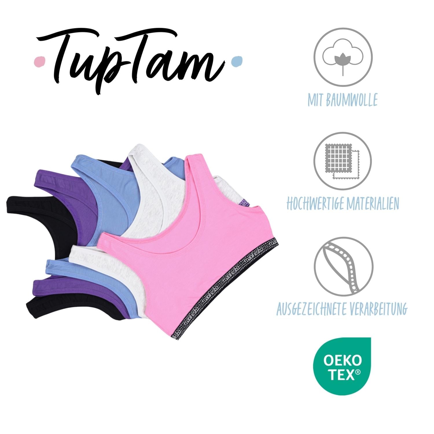 Mädchen Bustier breite Träger- 5er Set