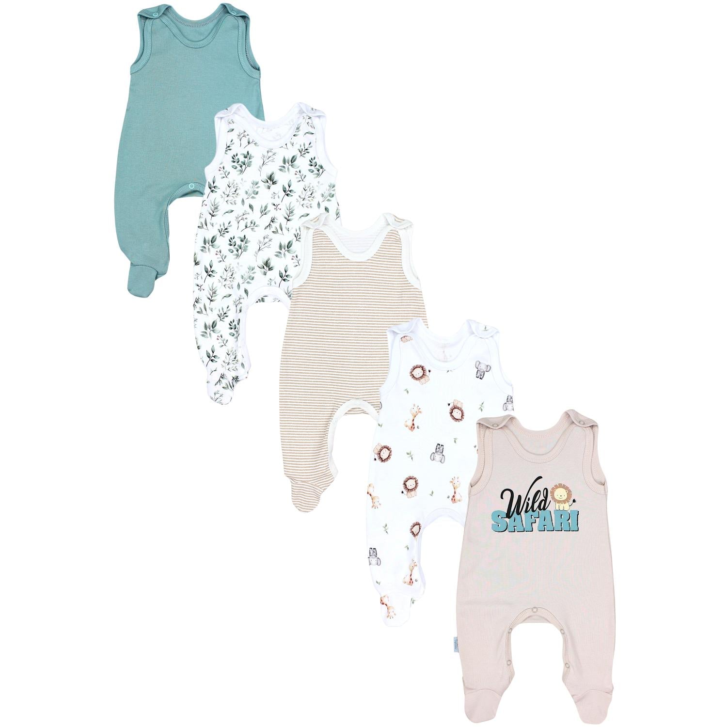 Strampler mit Aufdruck- 5er Pack