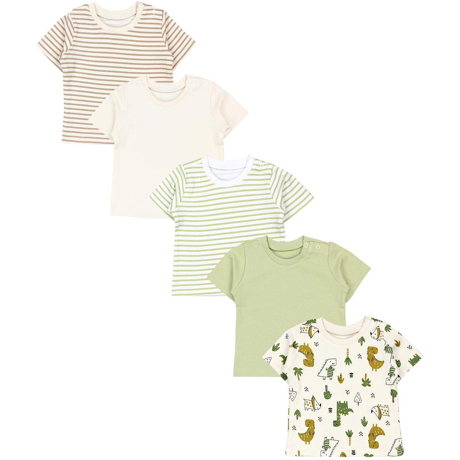 Kurzarm-Shirt mit Aufdruck - 5er Set