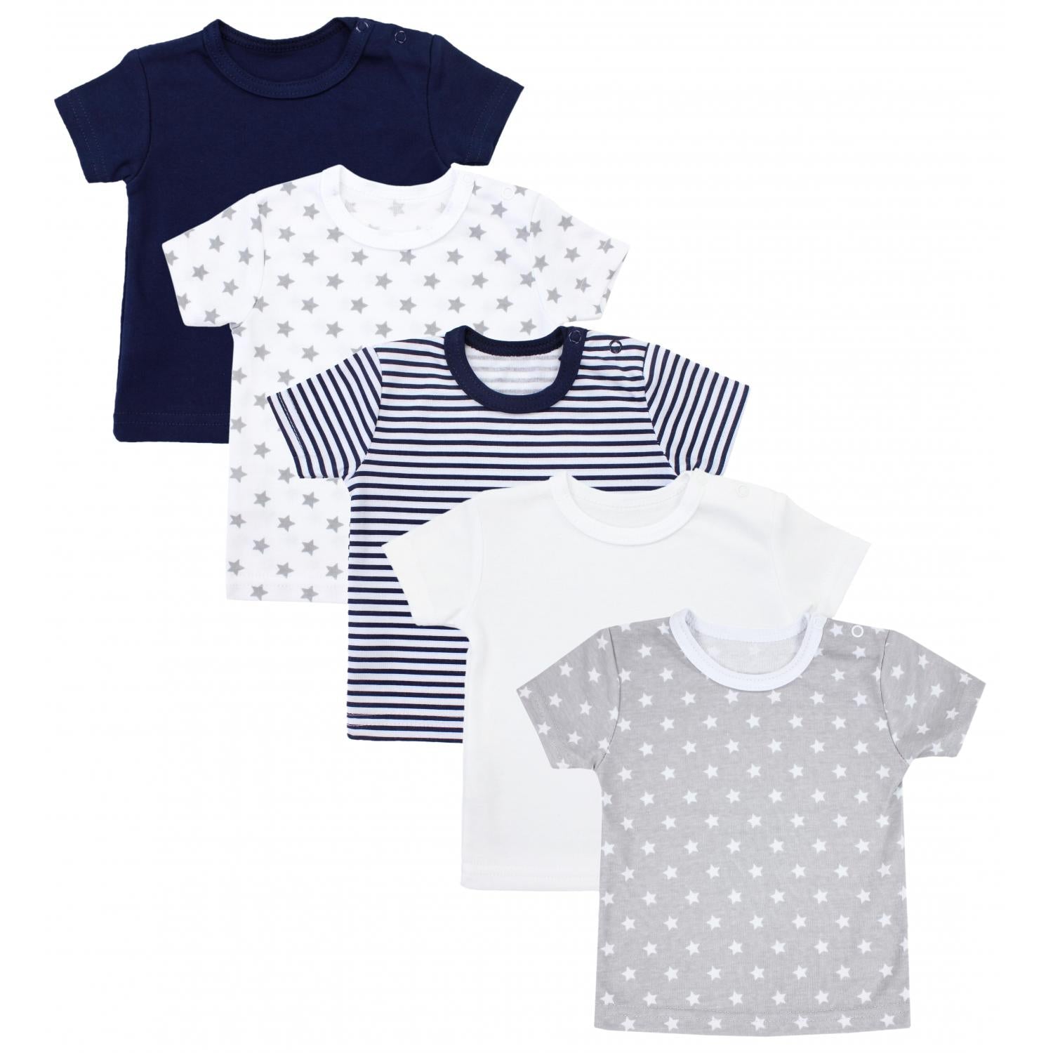 Kurzarm-Shirt mit Aufdruck - 5er Set