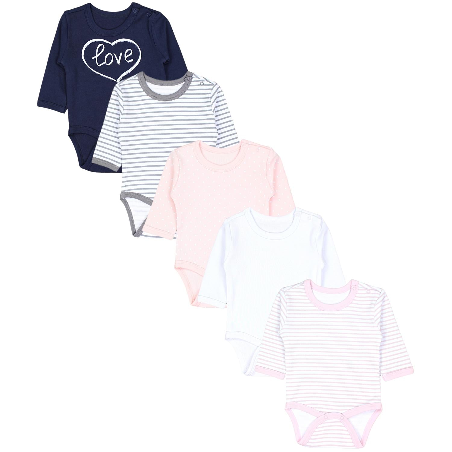 Langarm- Body mit Aufdruck - 5er Set