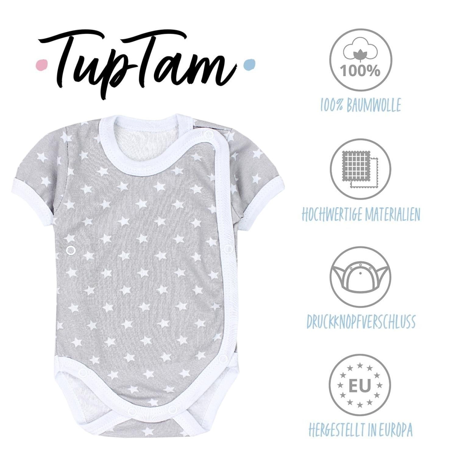 Baby Kurzarm Wickelbody mit Aufdruck - 5er Set