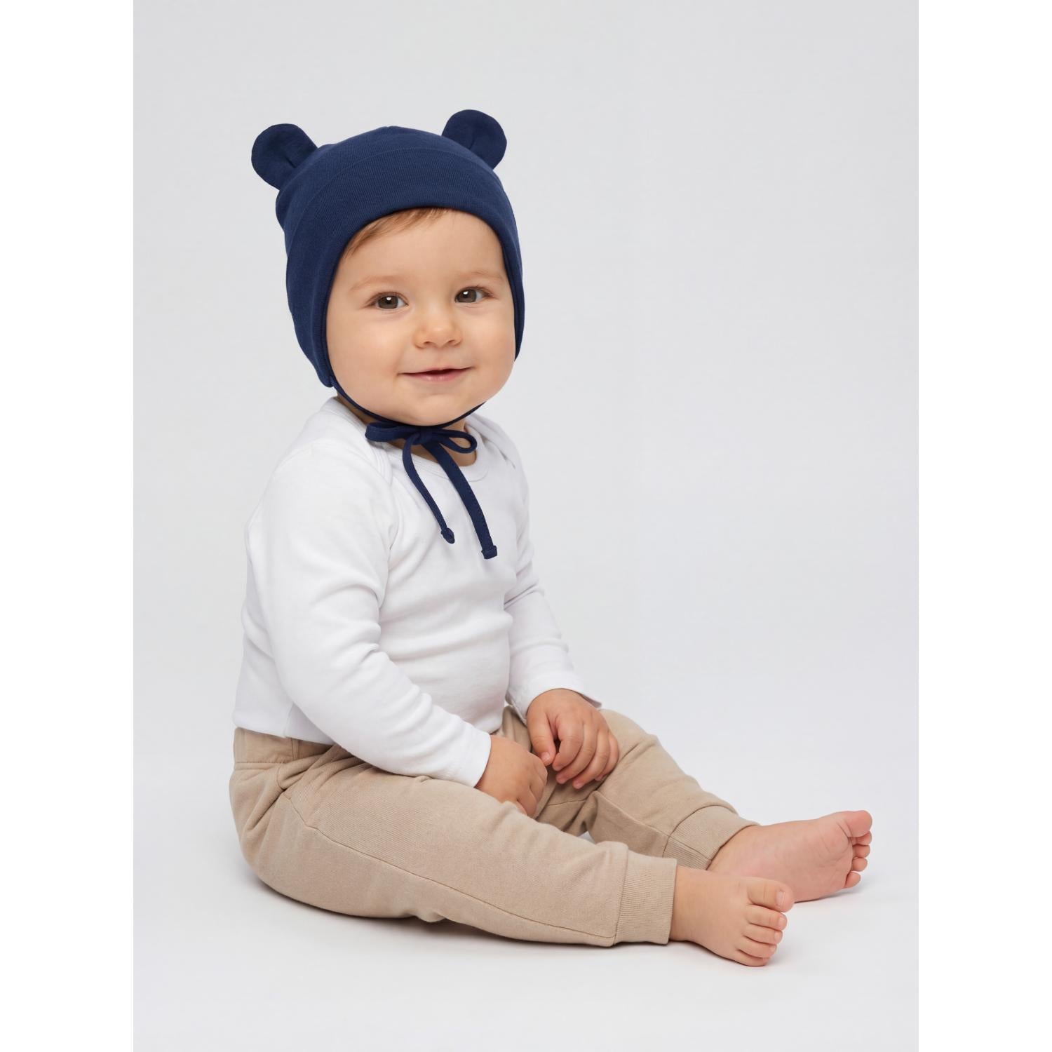 Erstlingsmütze mit Ohrenklappen - 2er Pack