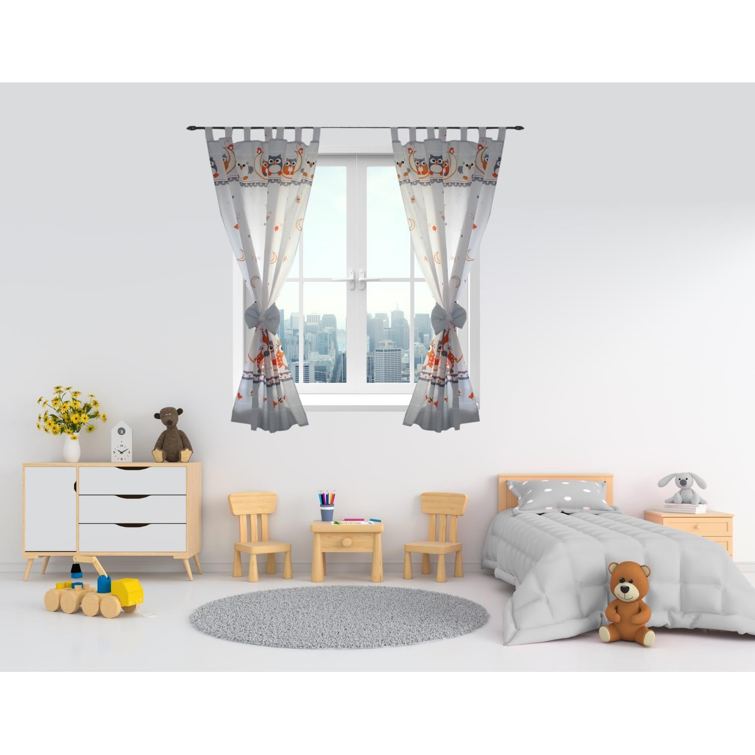Kinderzimmer Vorhänge Gardinen mit Schleifen 2er Set
