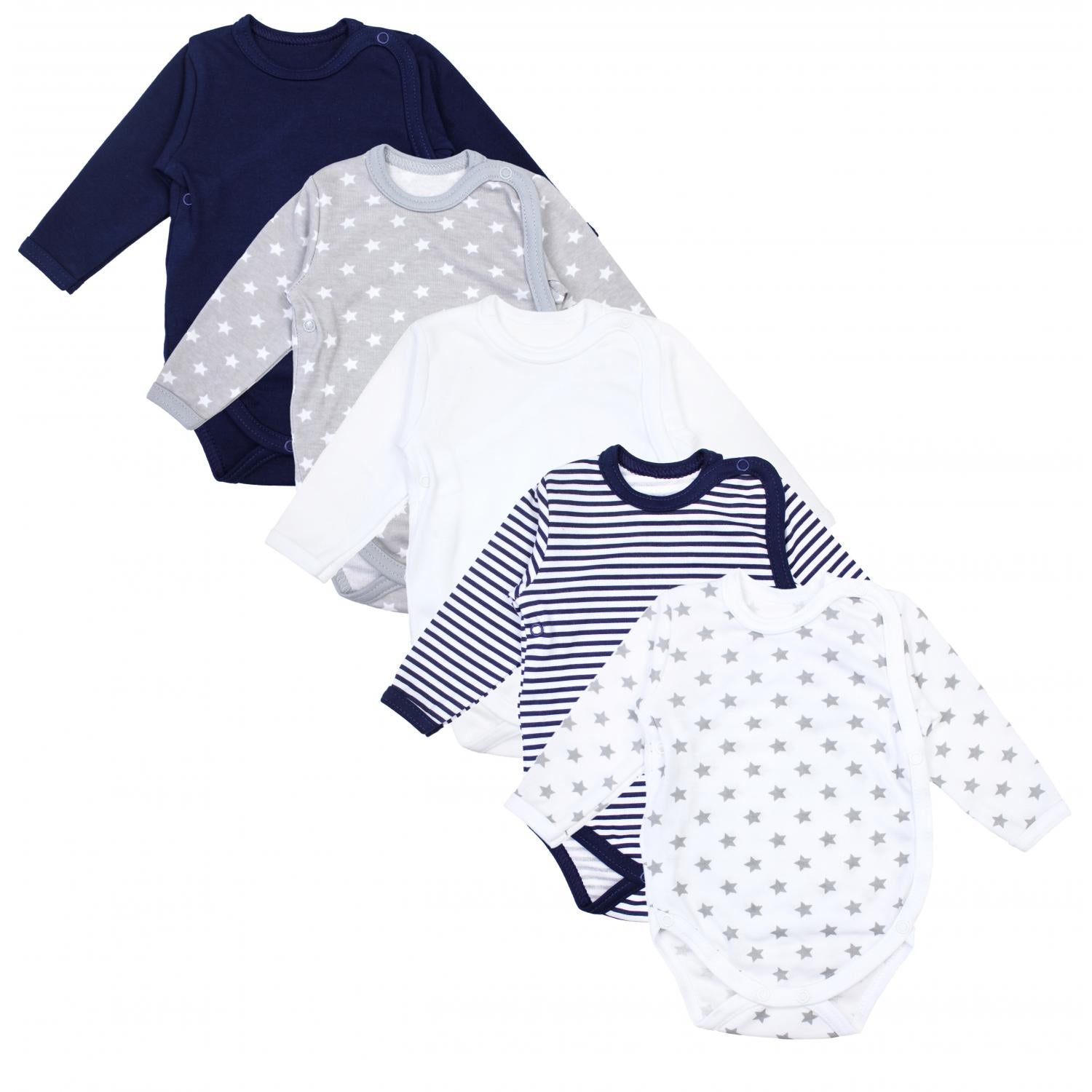 Langarm Wickelbody - 5er Set