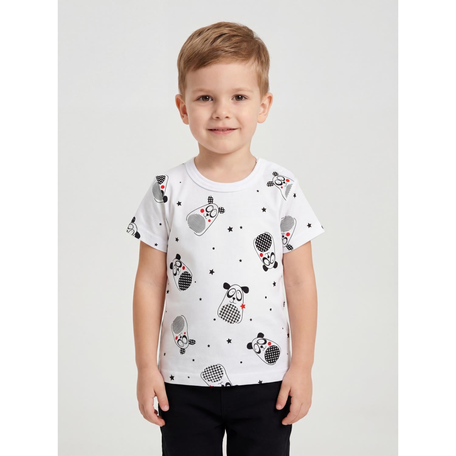 Kurzarm-Shirt mit Aufdruck - 5er Set