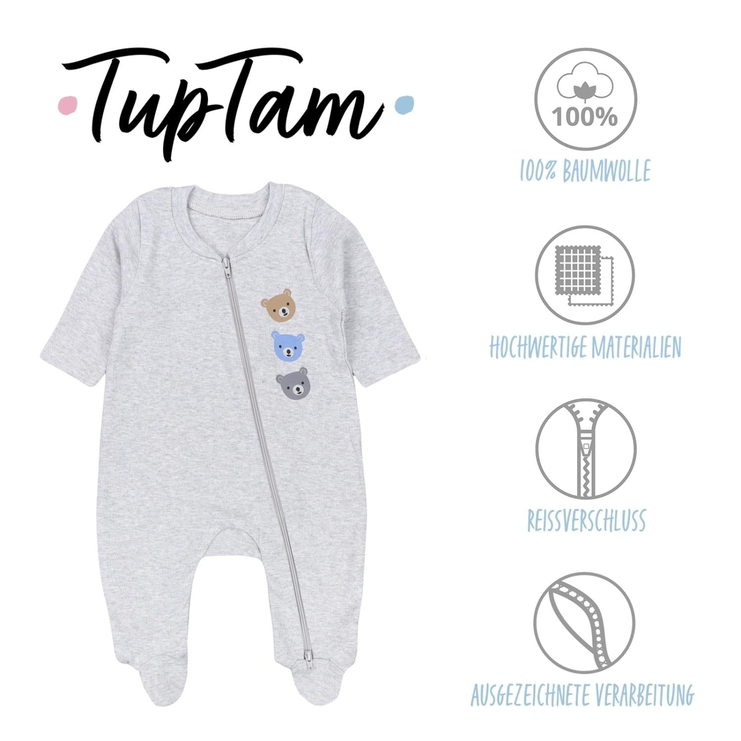 Schlafstrampler mit Fuß - 3er Set