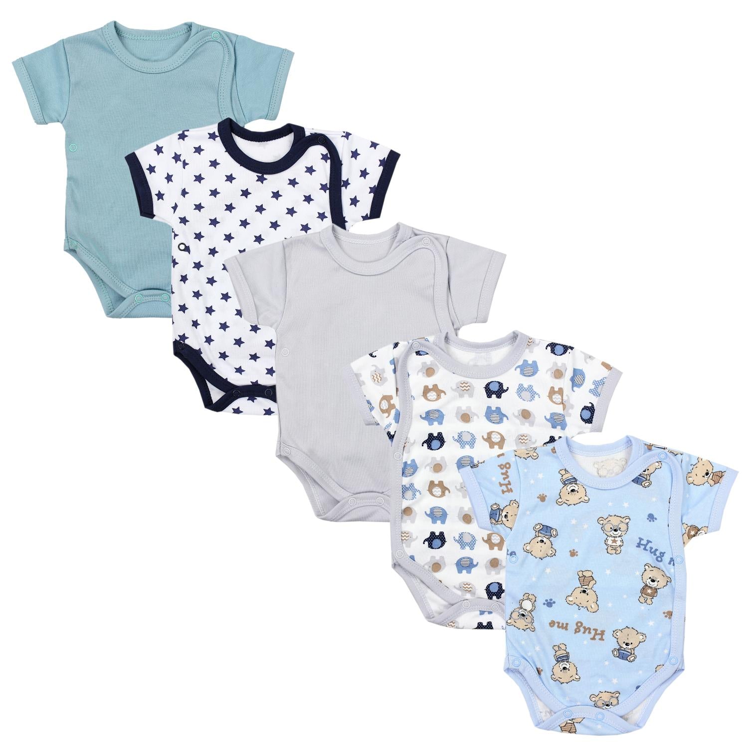 Baby Kurzarm Wickelbody mit Aufdruck - 5er Set