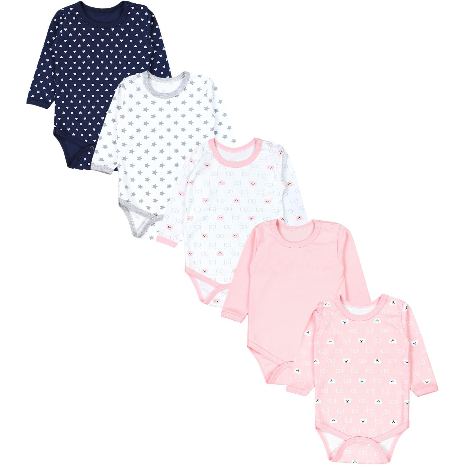 Baby Body Langarm Unifarben - 5er Set