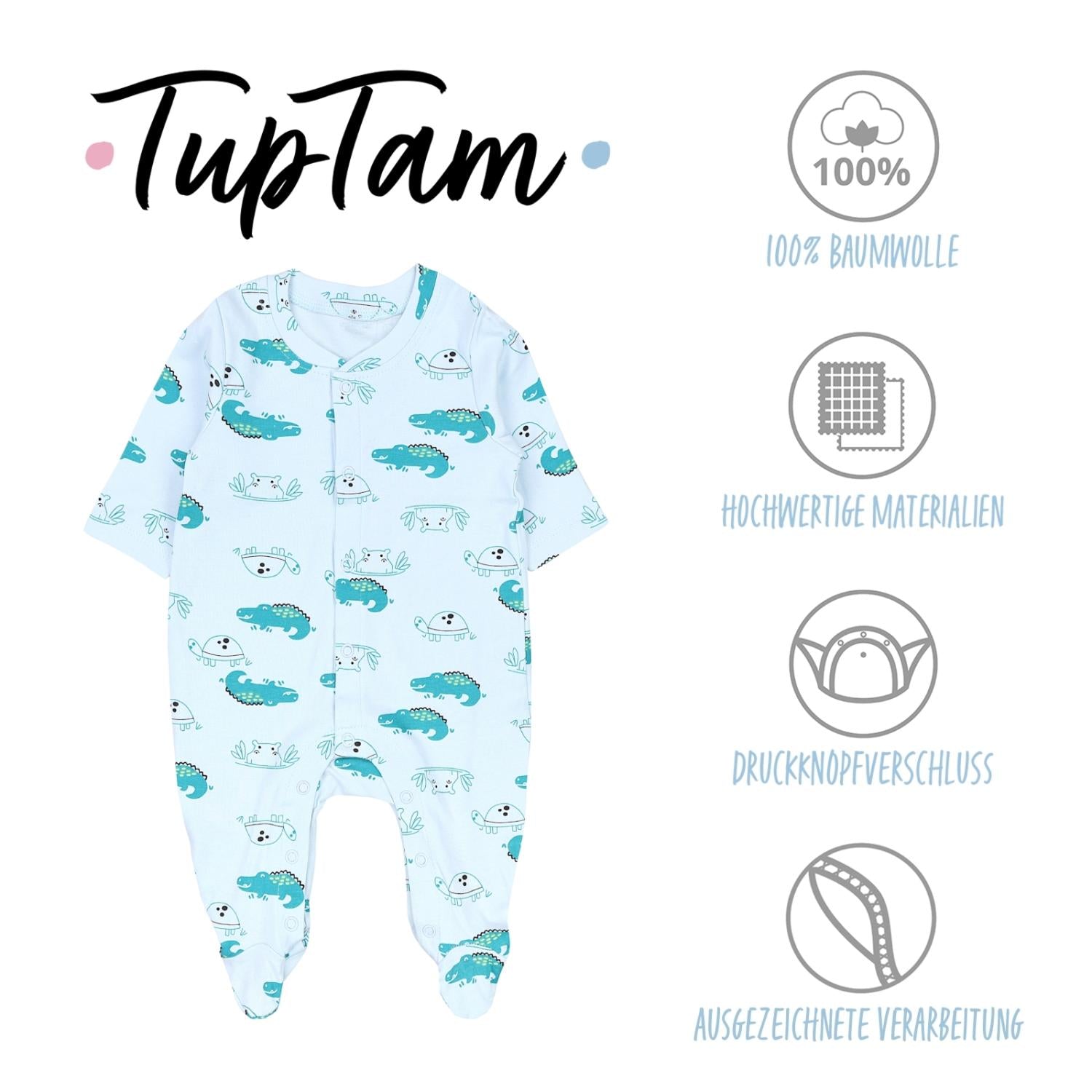 Jungen Schlafstrampler mit Fuß 3er Pack