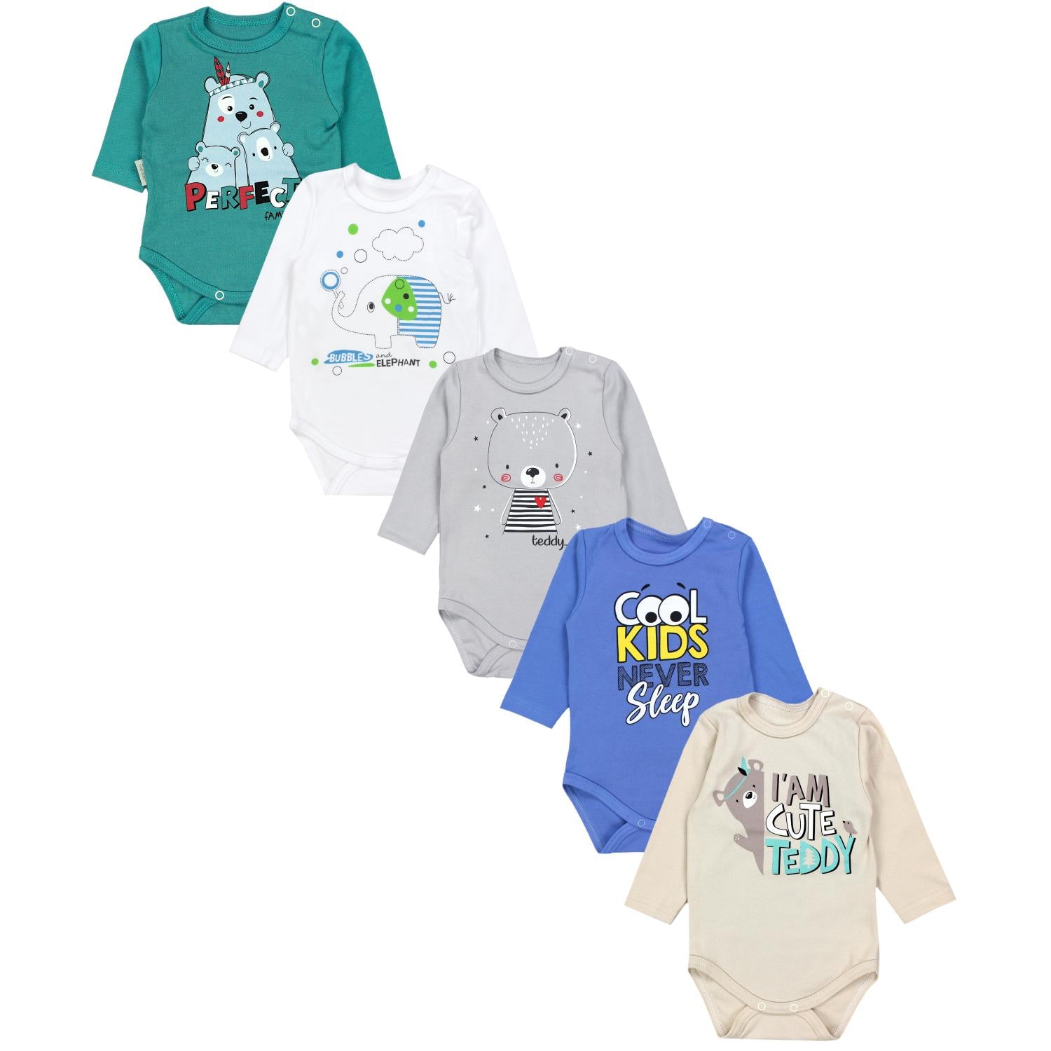 Langarm- Body mit Aufdruck - 5er Set