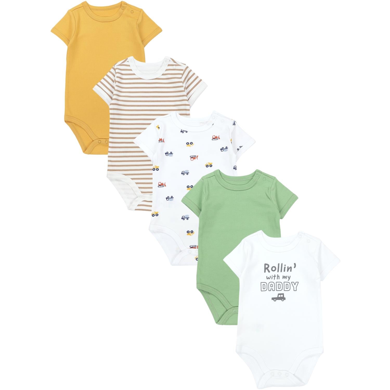 Kurzarm- Body mit Aufdruck -5er Set
