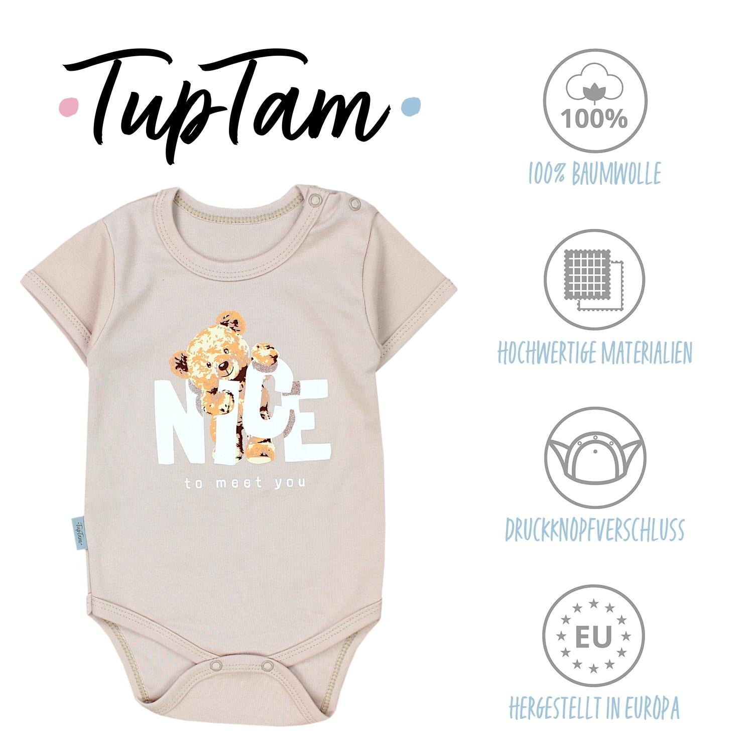 Baby Body Kurzarm in Unifarben - 5er Set