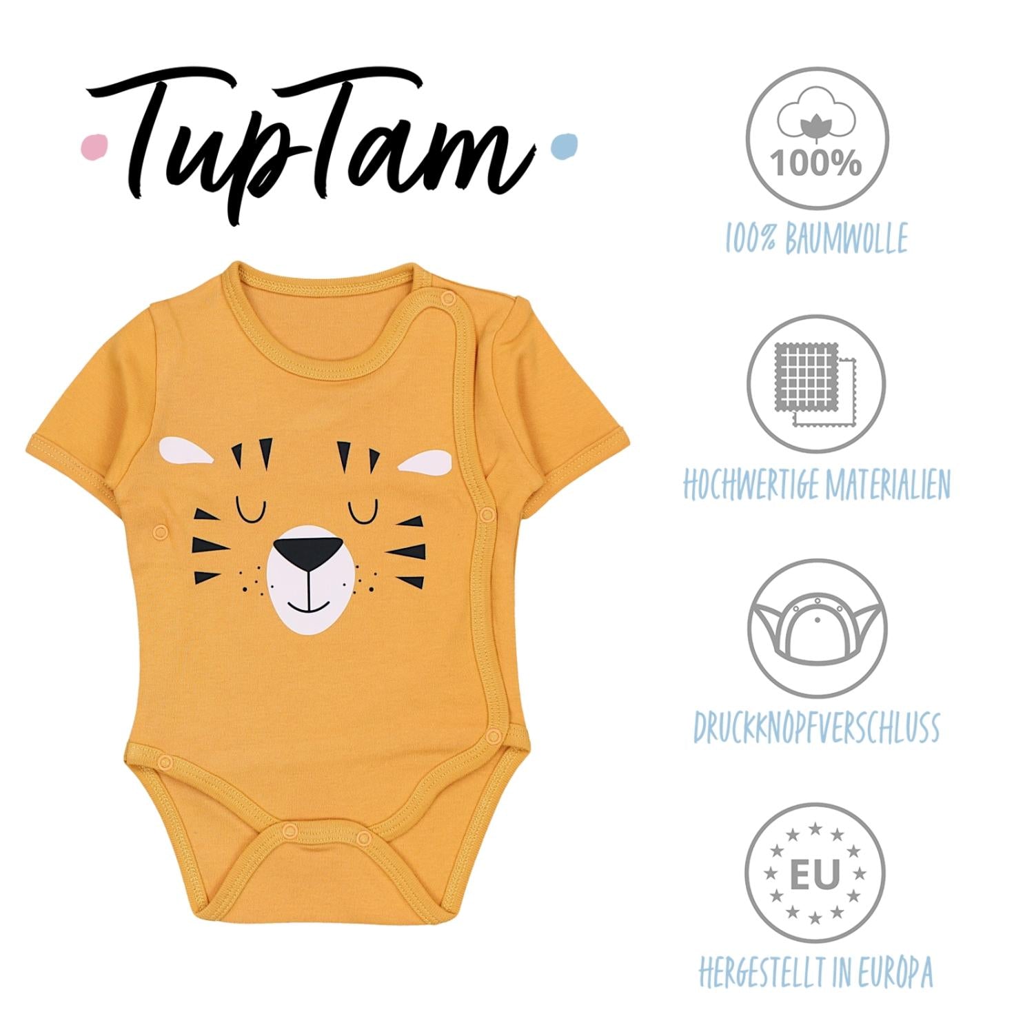 Baby Kurzarm Wickelbody mit Aufdruck - 5er Set